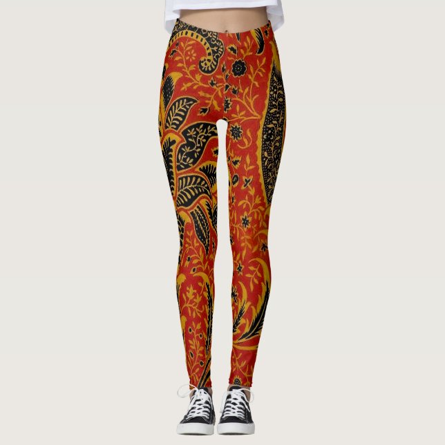 William Morris India Red Floral Leggings (Front)