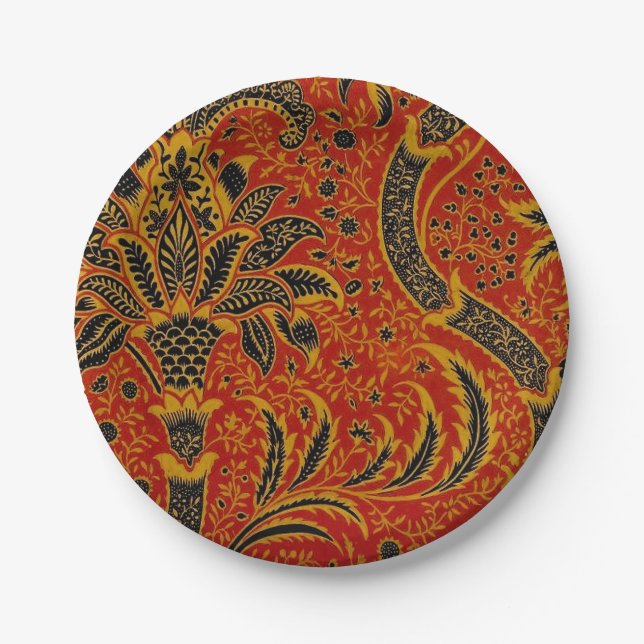 William Morris India Red Floral Paper Plate (Front)