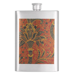 William Morris India Red Floral Vintage Classic Hip Flask