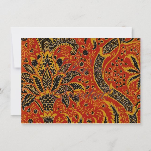 William Morris India Red Floral Vintage Classic Invitation (Front)