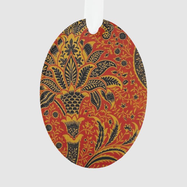 William Morris India Red Floral Vintage Classic Ornament (Back)