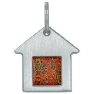 William Morris India Red Floral Vintage Classic Pet ID Tag