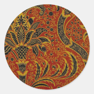 William Morris India Red Floral Vintage Classic Round Sticker