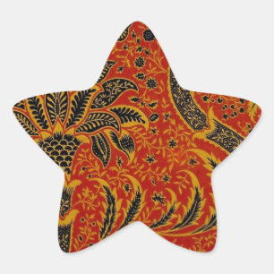 William Morris India Red Floral Vintage Classic Star Sticker