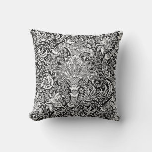 William Morris Indian, Black and White Cushion