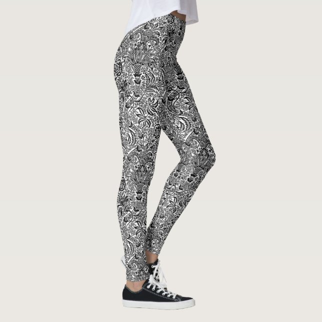 William Morris Indian, Black and White Leggings (Right)