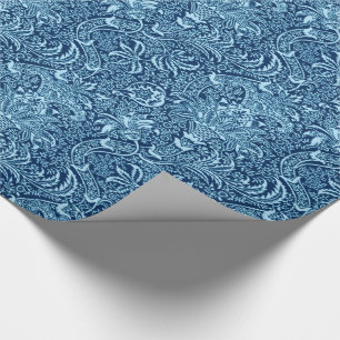 William Morris Indian, Dark Indigo and Sky Blue Wrapping Paper