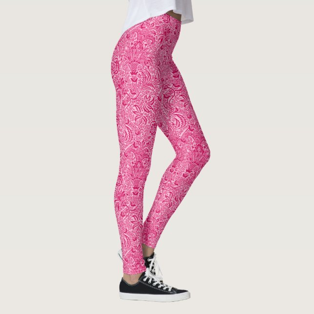 William Morris Indian, Fuchsia and Pastel Pink Leggings (Right)