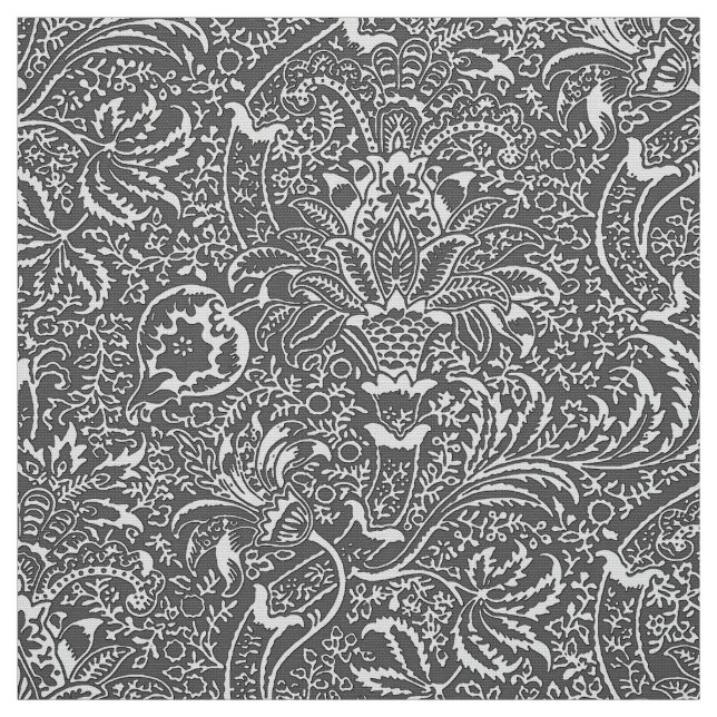 William Morris Indian, Graphite & Light Grey Fabric (Swatch)