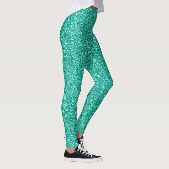 William Morris Indian, Turquoise and Light Aqua Leggings (Right)
