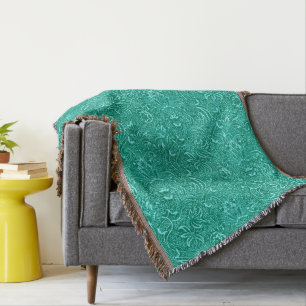 William Morris Indian, Turquoise and Light Aqua Throw Blanket