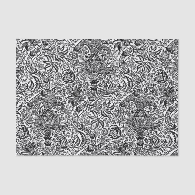 William Morris Indian, White and Black Tissue Paper (Front)