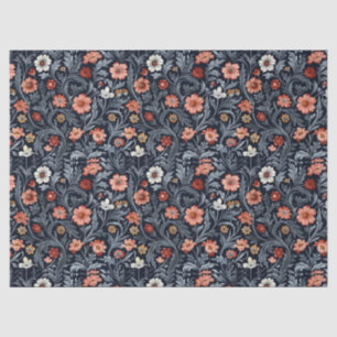 William Morris inspired blush pink navy blue Tissue Paper