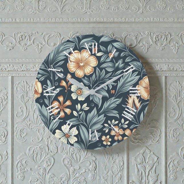 William Morris Inspired Botanical Style Pattern Large Clock (Creator Uploaded)