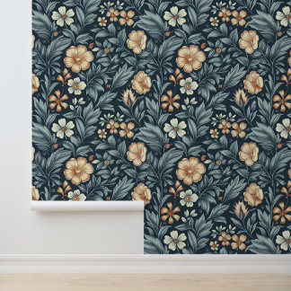 William Morris Inspired Botanical Style Pattern Wallpaper