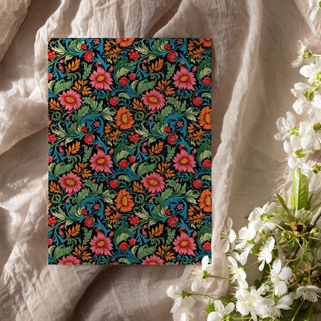 William Morris inspired colourful vibrant flowers  Tissue Paper (William Morris inspired colorful vibrant flowers Tissue Paper)