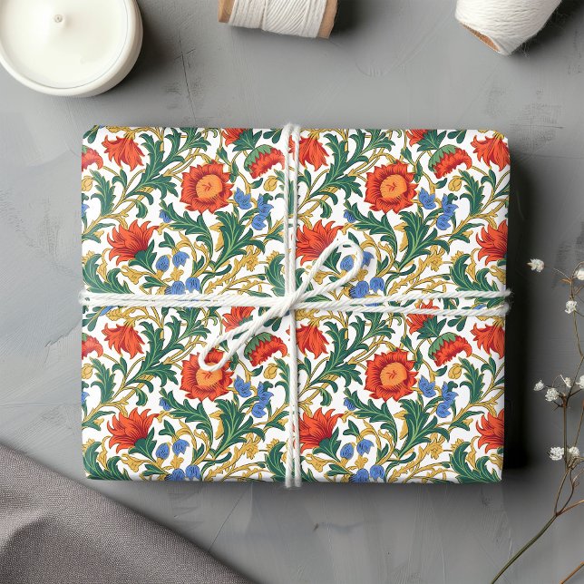 William Morris inspired colourful vibrant flowers Wrapping Paper (William Morris inspired colorful vibrant flowers Wrapping Paper)