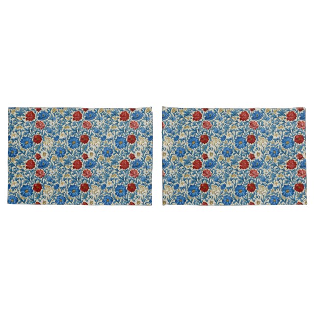 William Morris Inspired Cornflower Pattern  Pillowcase (Back-Set)