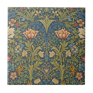 William Morris Inspired Floral Ceramic Tile