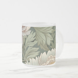 William Morris Inspired Floral Frosted Glass Mug