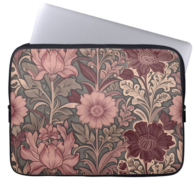 William Morris Inspired Floral Pattern Laptop Sleeve (Front)