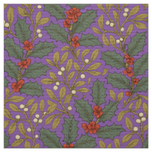 William Morris Inspired Holly & Mistletoe Fabric