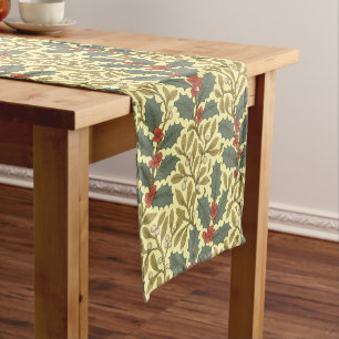 William Morris Inspired Holly & Mistletoe Short Table Runner