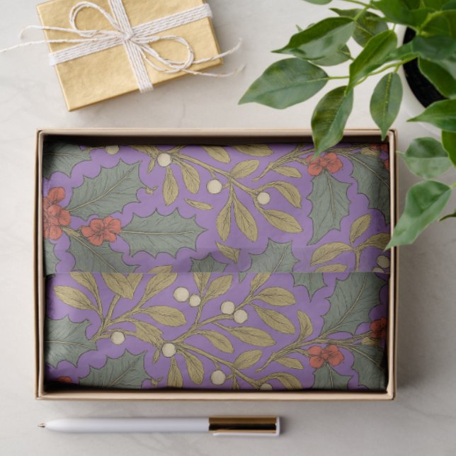 William Morris Inspired Holly & Mistletoe Tissue Paper (Gift)