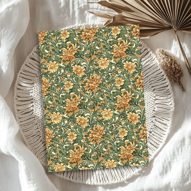 William Morris inspired orange pastel green floral Tissue Paper (William Morris inspired orange pastel green floral Tissue Paper)