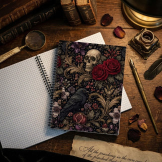 William Morris Inspired Pattern Gothic Skulls Notebook