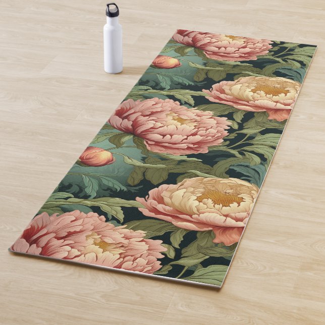 William Morris-Inspired Peony Floral Patterned Yoga Mat (In Situ)