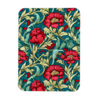 William Morris Inspired Red Flowers Pattern