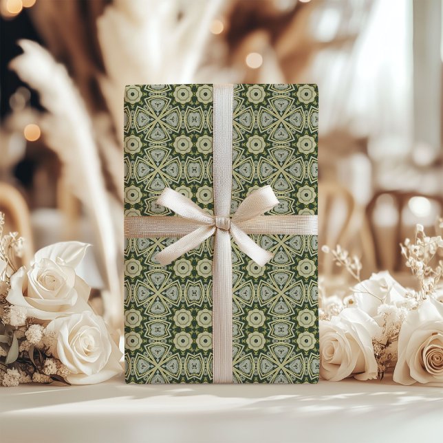 William Morris inspired soft pastel green shapes Wrapping Paper (William Morris inspired soft pastel green shapes Wrapping Paper)