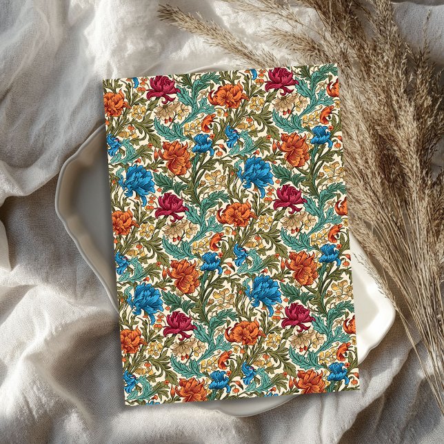 William Morris inspired terracotta pastel blue Tissue Paper (William Morris inspired terracotta pastel blue Tissue Paper)