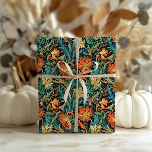 William Morris inspired terracotta pastel blue Wrapping Paper
