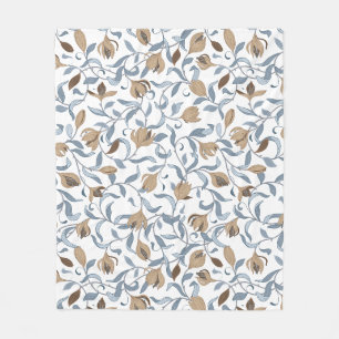 William Morris Inspired White Fleece Blanket