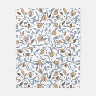 William Morris Inspired White Fleece Blanket