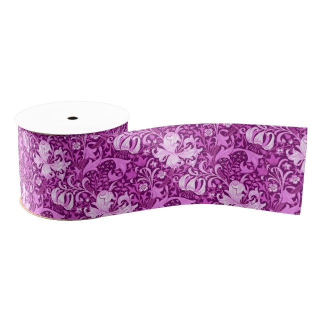 William Morris Iris and Lily, Amethyst Purple Grosgrain Ribbon (Spool)
