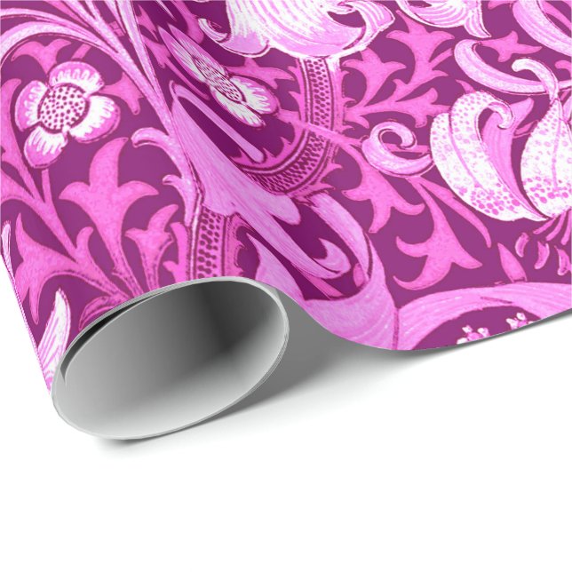 William Morris Iris and Lily, Amethyst Purple Wrapping Paper (Roll Corner)