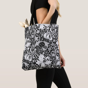 William Morris Iris and Lily, Black and White Tote Bag