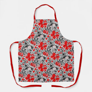 William Morris Iris and Lily, Black, White and Red Apron