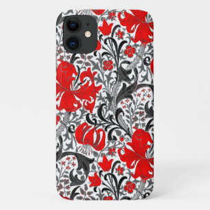 William Morris Iris and Lily, Black, White and Red iPhone 11 Case