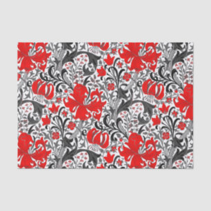 William Morris Iris and Lily, Black, White and Red Tissue Paper