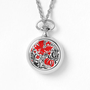 William Morris Iris and Lily, Black, White and Red Watch