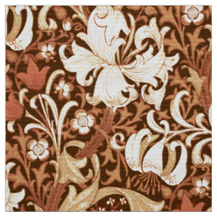William Morris Iris and Lily, Brown and Tan Fabric