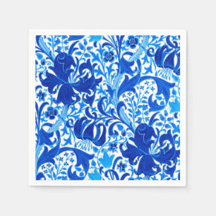 William Morris Iris and Lily, Cobalt Blue Napkin