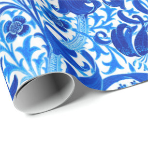 William Morris Iris and Lily, Cobalt Blue Wrapping Paper