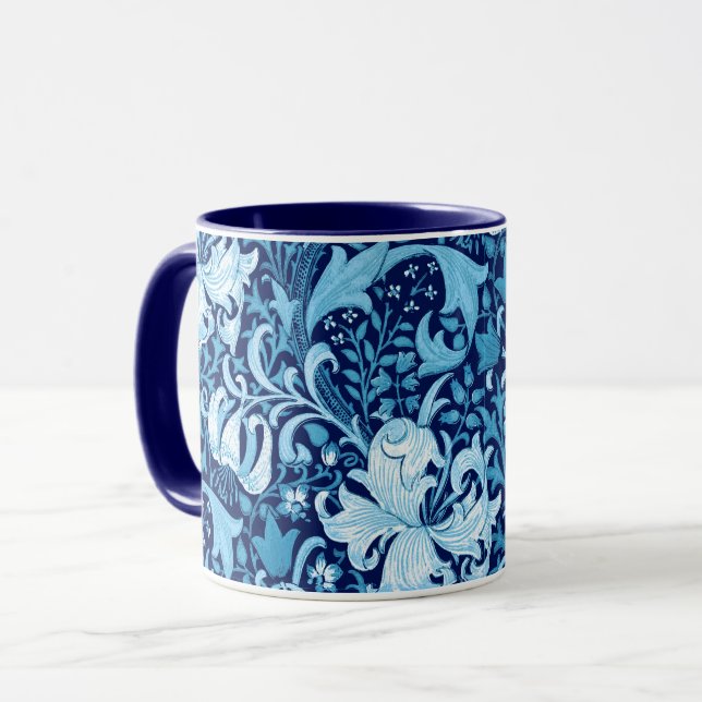 William Morris Iris and Lily, Indigo Blue Mug (Front Left)