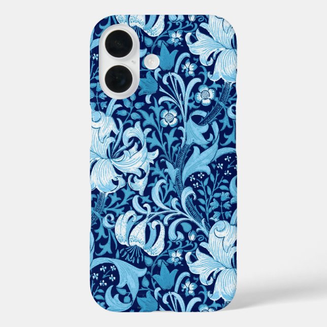 William Morris Iris and Lily, Indigo Blue & White Case-Mate iPhone Case (Back)