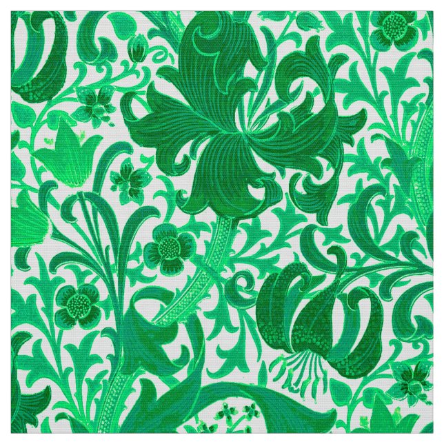 William Morris Iris and Lily, Jade Green Fabric (Swatch)